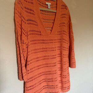 Chico's Raglan Sleeve Chunky Yarn Sweater, Size 3